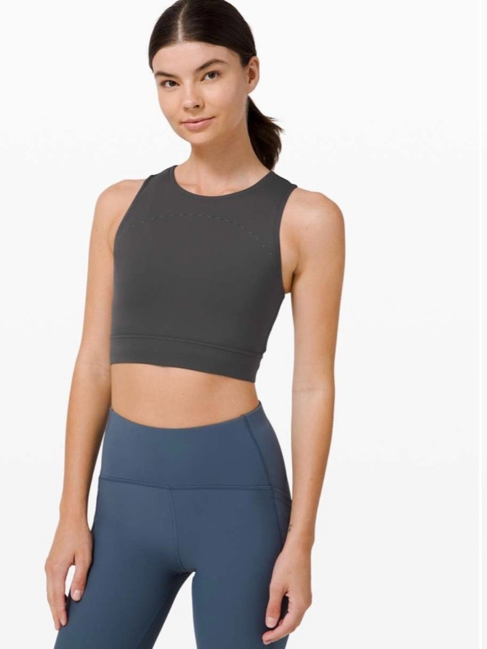 Lululemon Hotty Hot Cropped Tank Graphite Grey